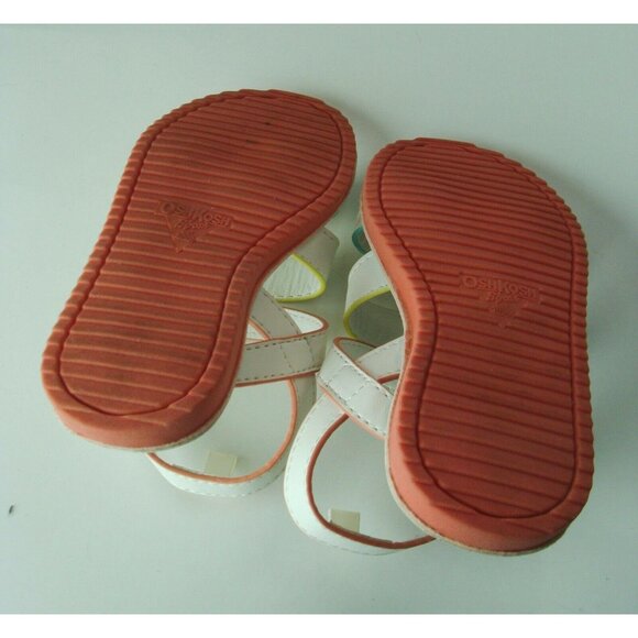 OshKosh Kids White Open-Toe Sandals With Adjustable Straps & Orange Sole - Picture 5 of 9